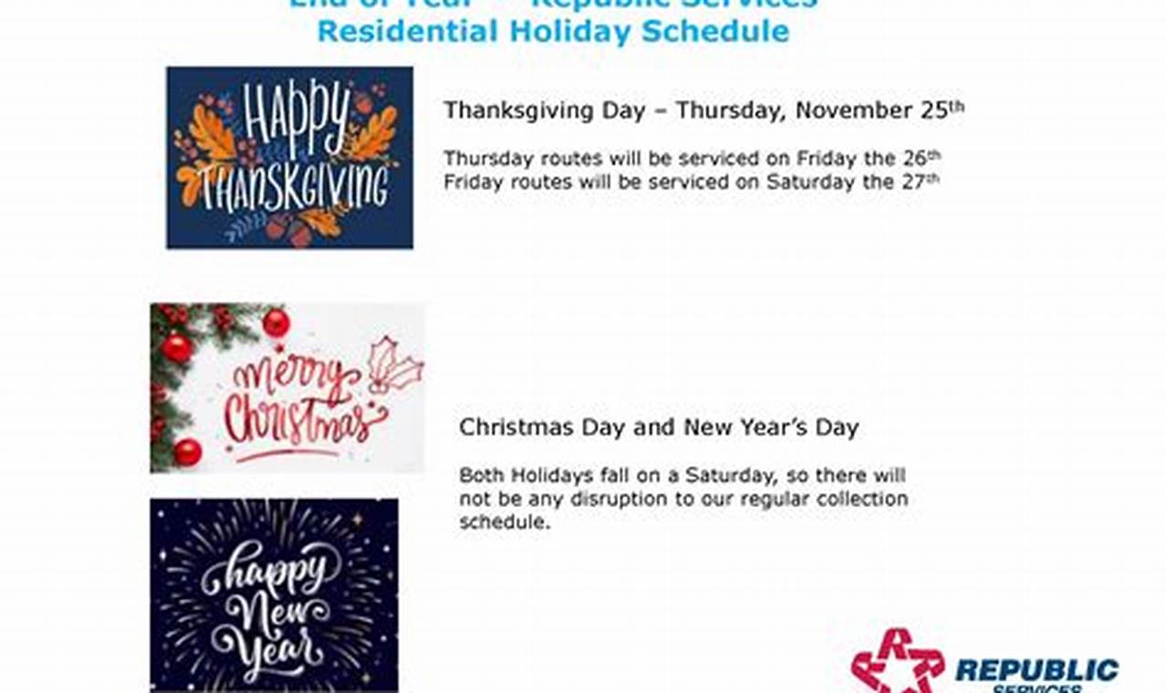 Republic Services Holiday Schedule 2024 Usa