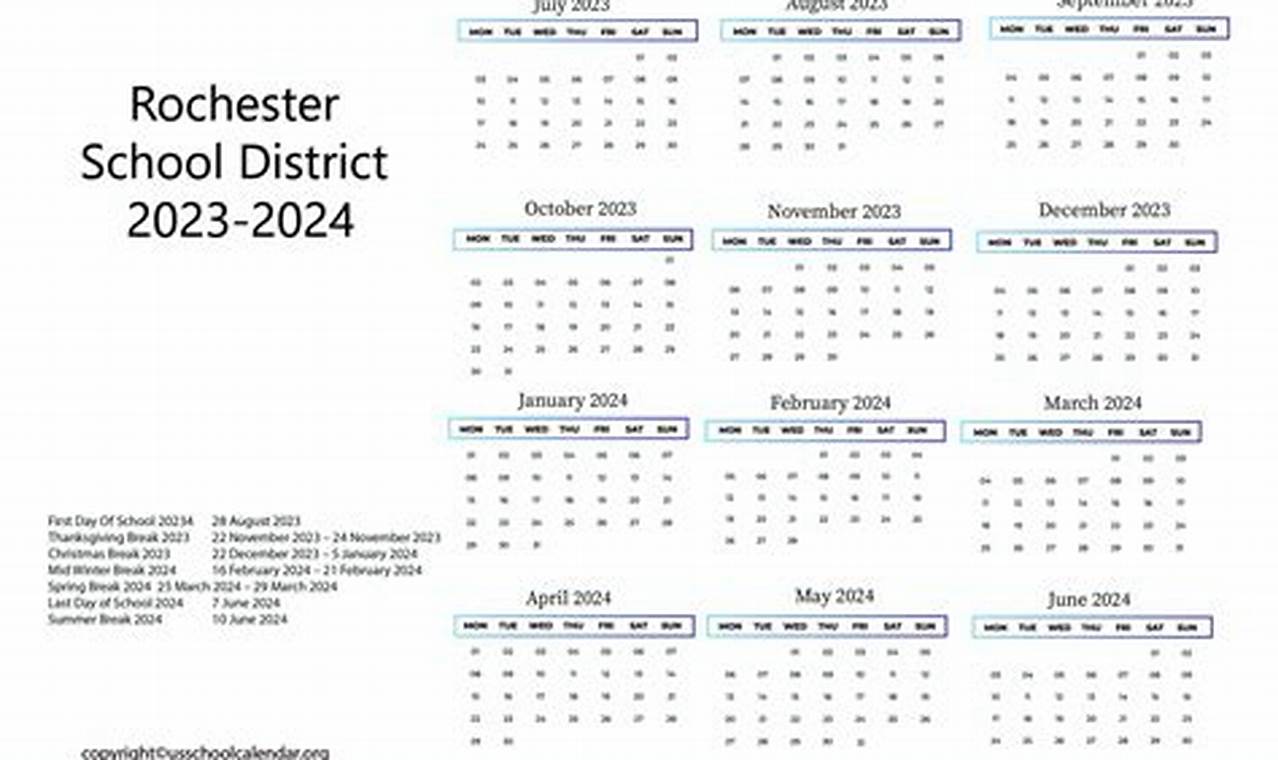 Rochester School Calendar 2024-2024 Mn