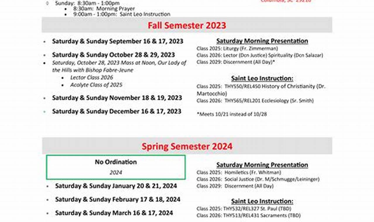 Saint Leo Fall 2024 Calendar