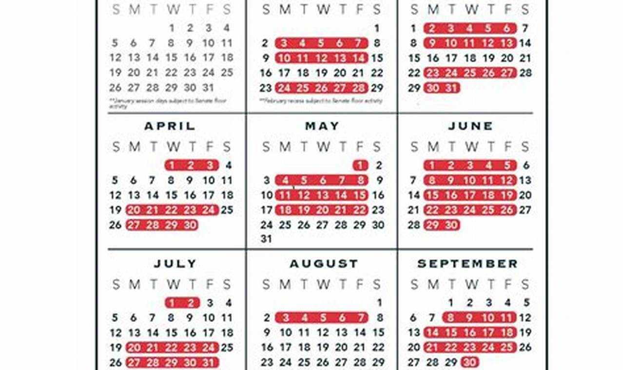 Senate Legislative Calendar 2024