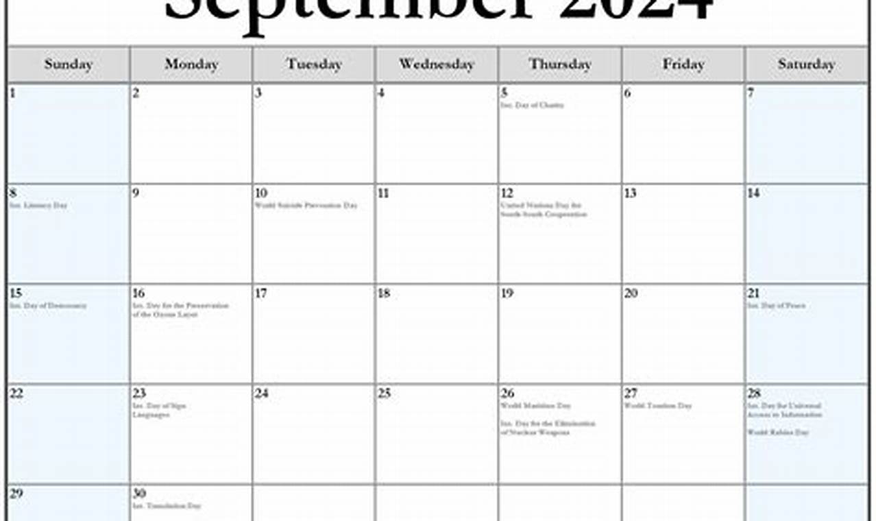 September Holidays 2024