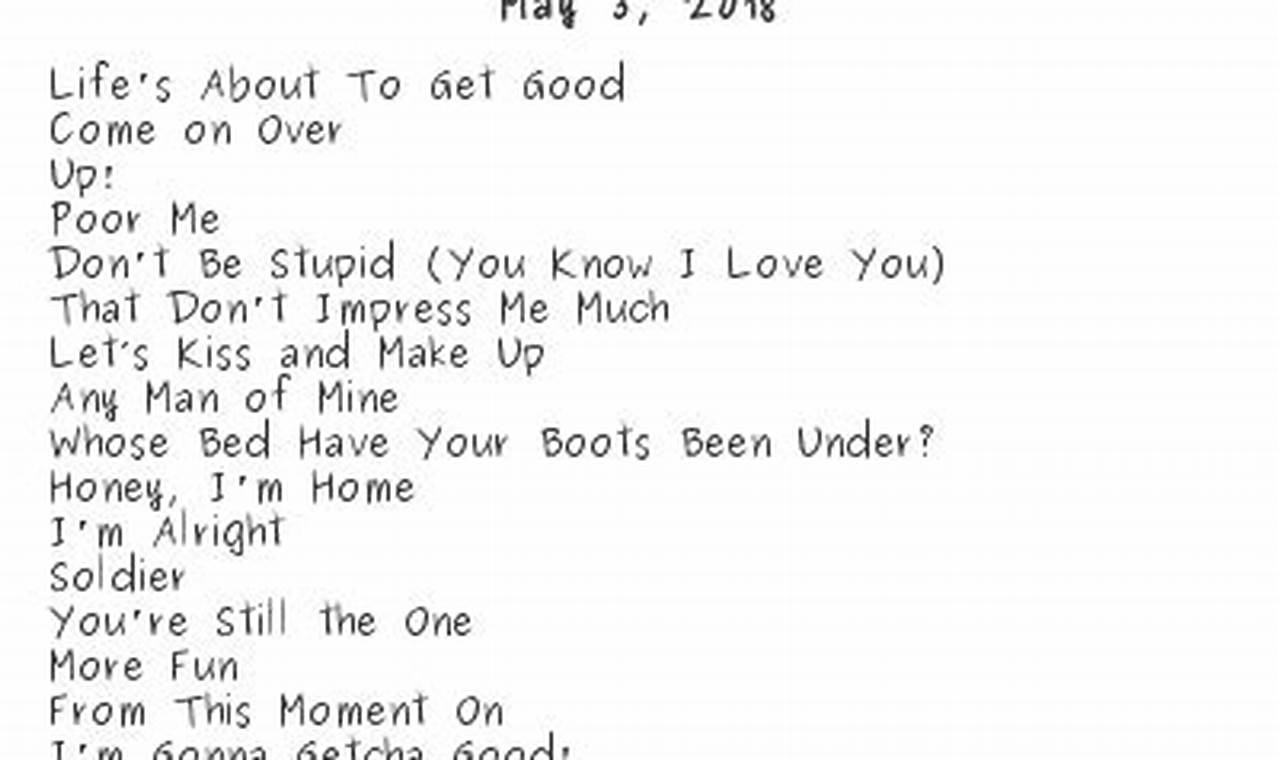 Shania Twain Setlist 2024