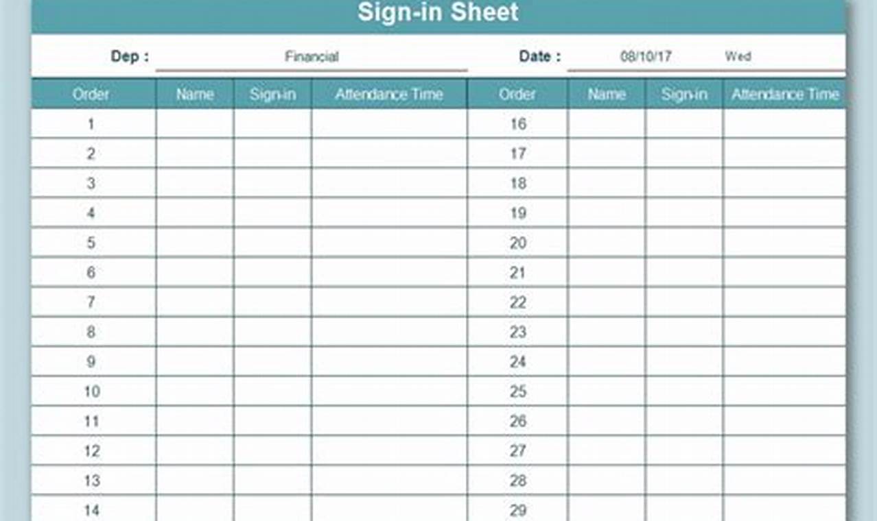 Sign Out Sheet Template Excel: A Comprehensive Guide