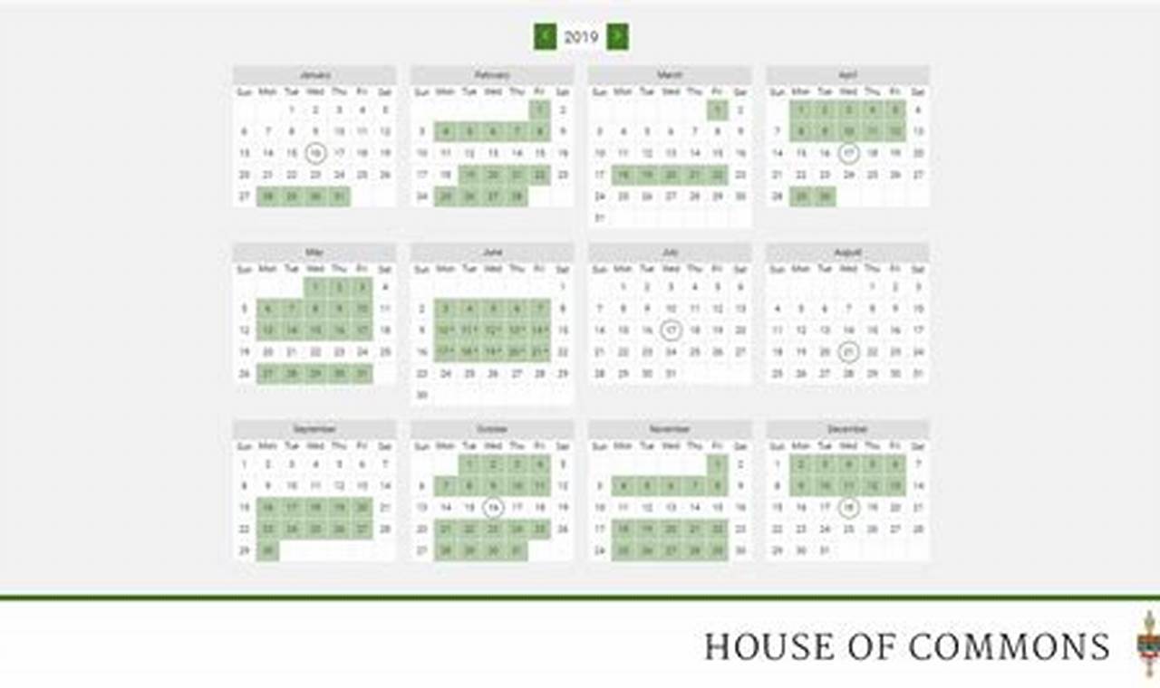 Sitting Calendar House Of Commons