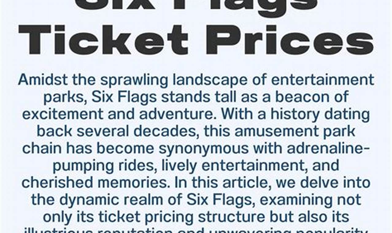 Six Flags Specialty Rate Tickets 2024