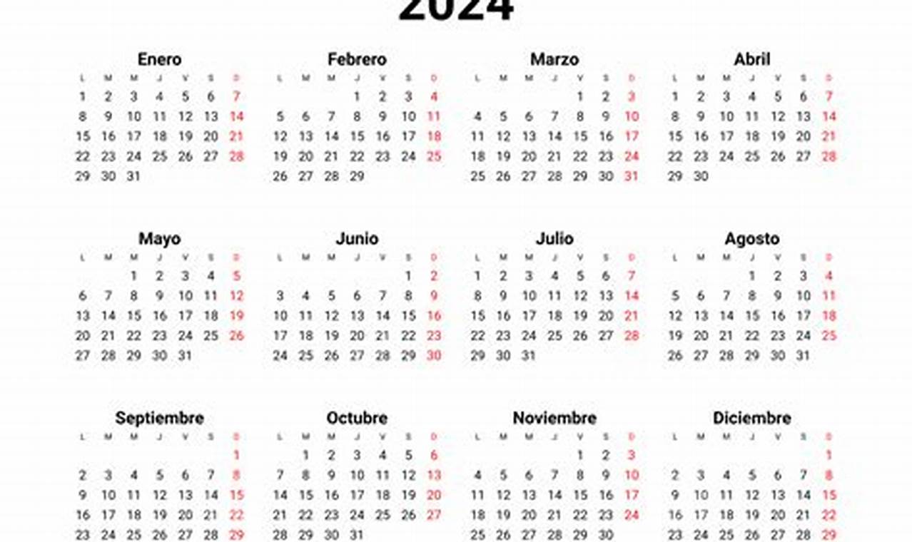 Spanish Calendar 2024 Free Printable