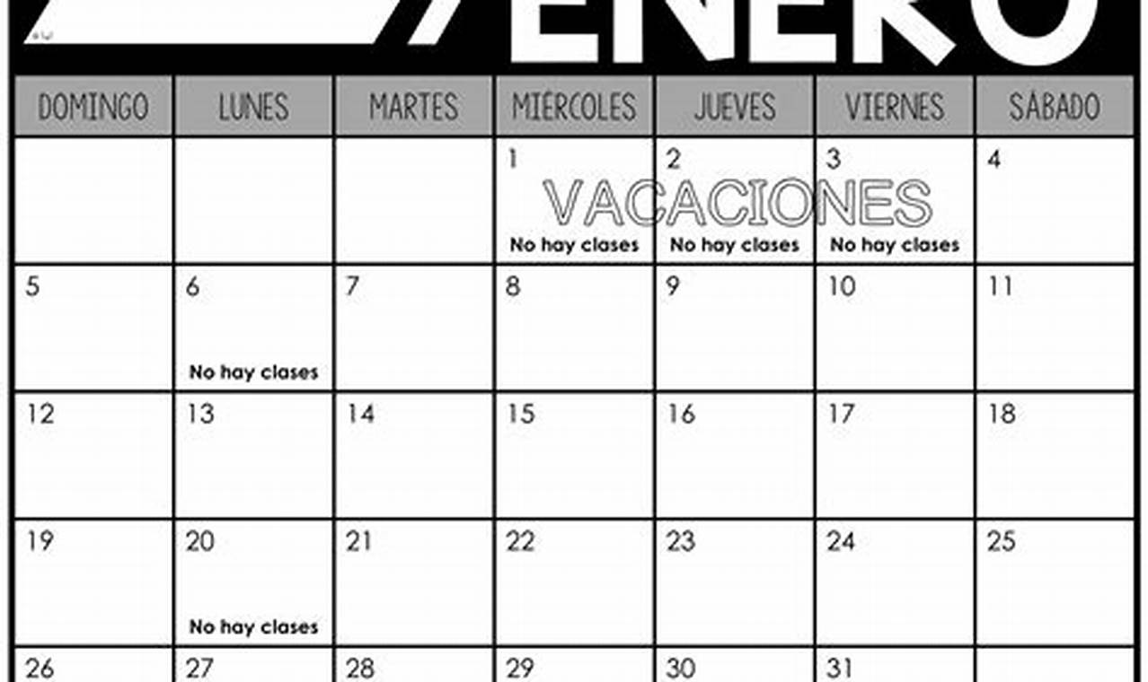 Spanish Calendar January
