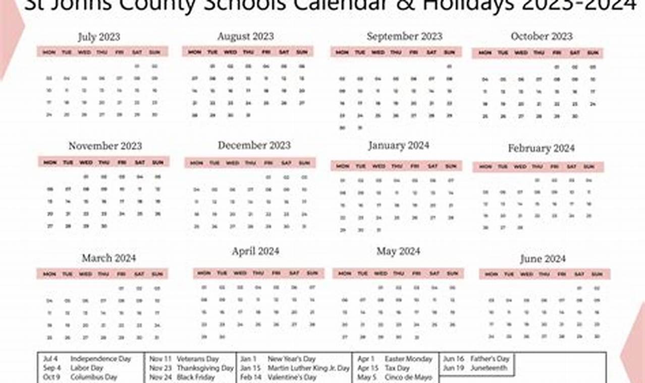 St Johns County School Calendar 2024-25024 25