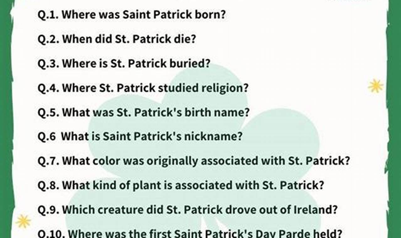 St Patrick&#39;S Day Trivia Questions And Answers Multiple Choice