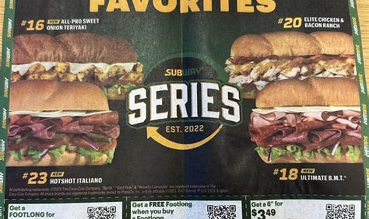 Subway Coupons 2024 Rewards