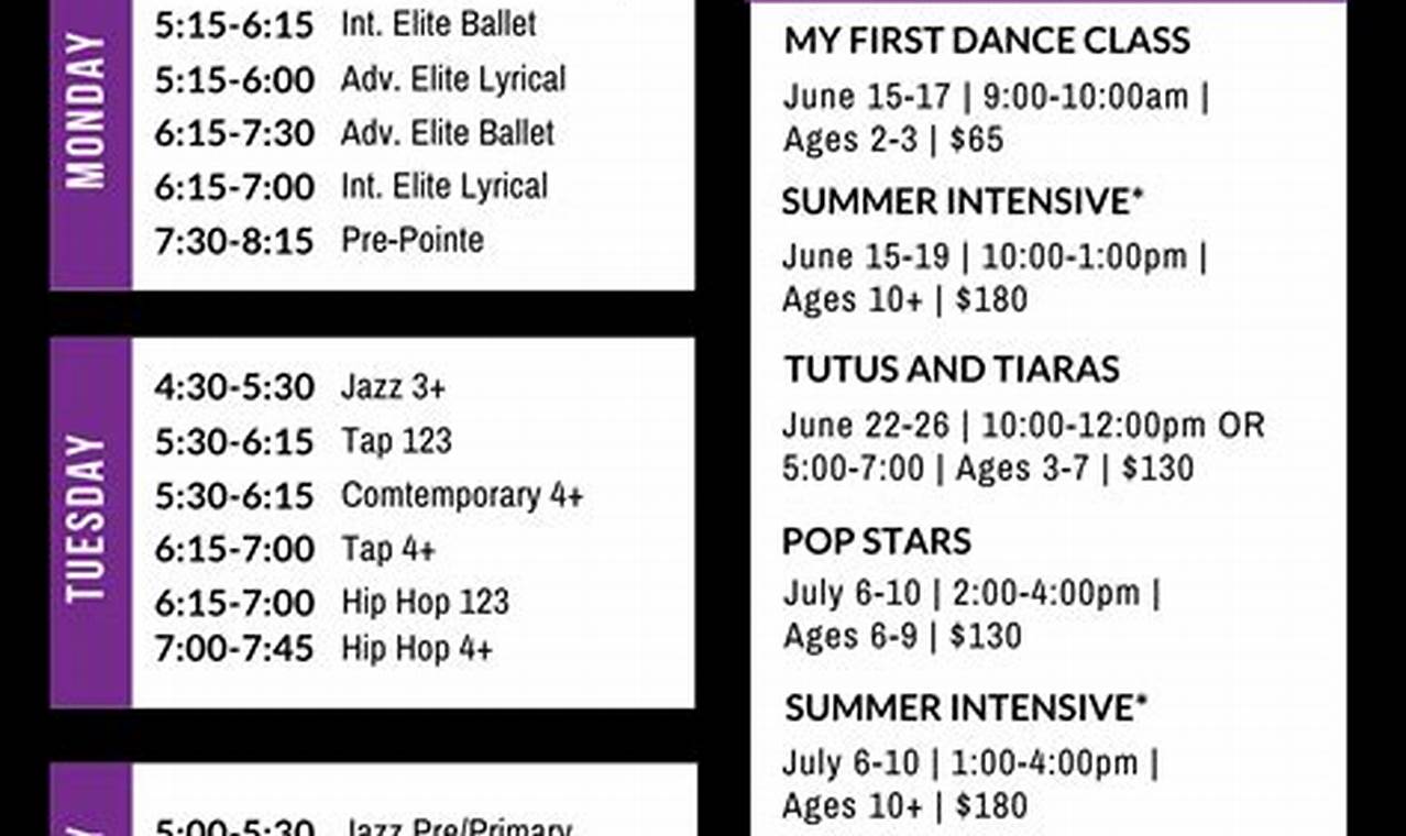 Summer Dance Schedule 2024