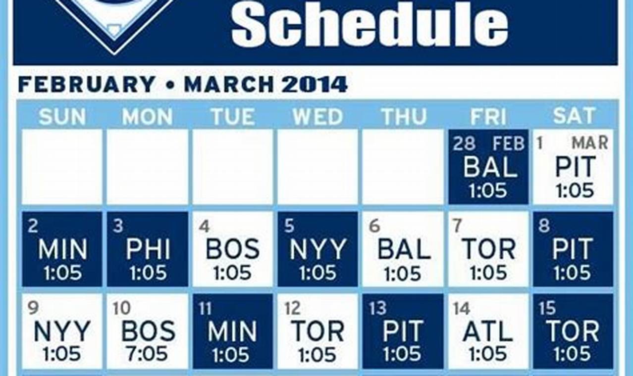 Tampa Bay Rays 2024 Spring Training Schedule