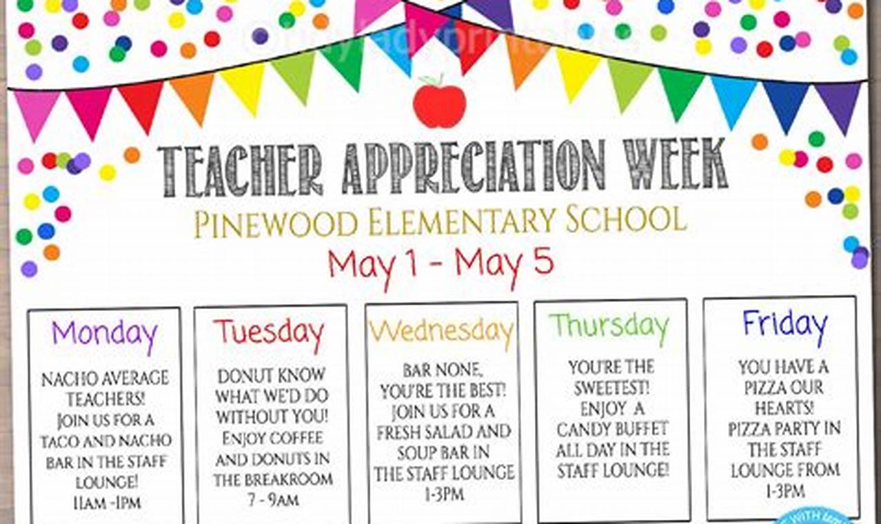 Teacher Appreciation Week 2024 Calendar Template