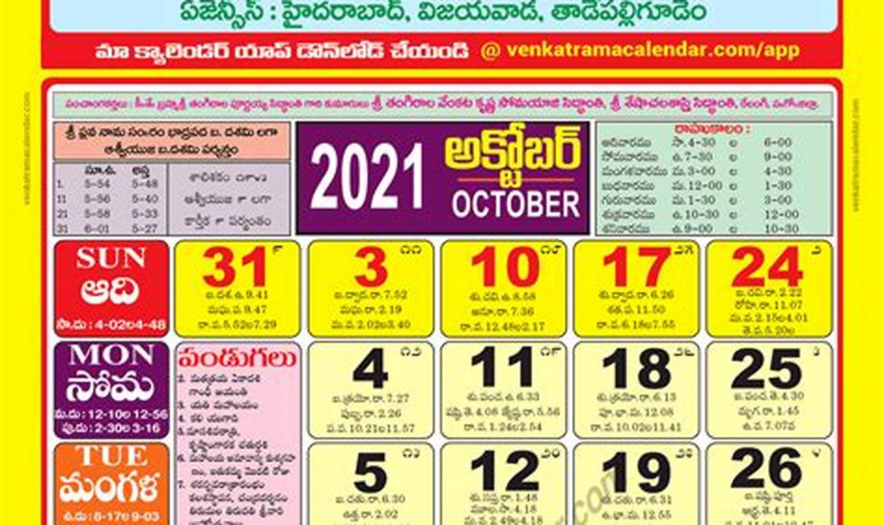 Telugu Calendar 2024 October 21 Full