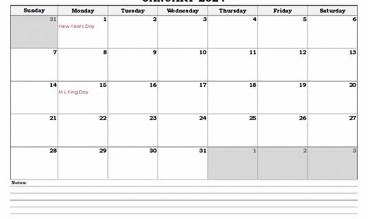 Template Excel Downloadable Free Printable 2024 Monthly Calendar With Holidays