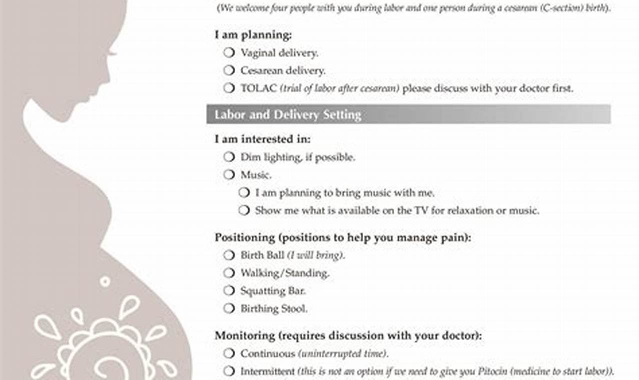 Templates and resources: birth plan