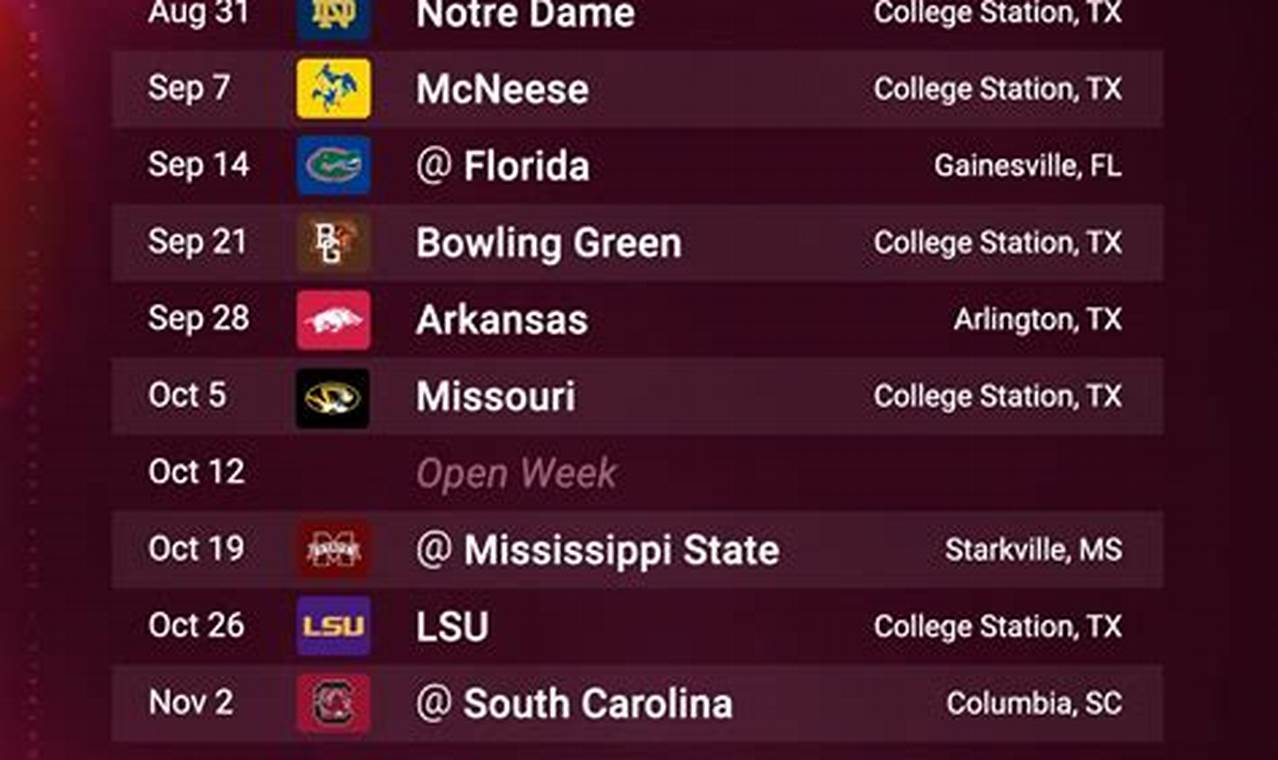 Texas A M Football Schedule 2024