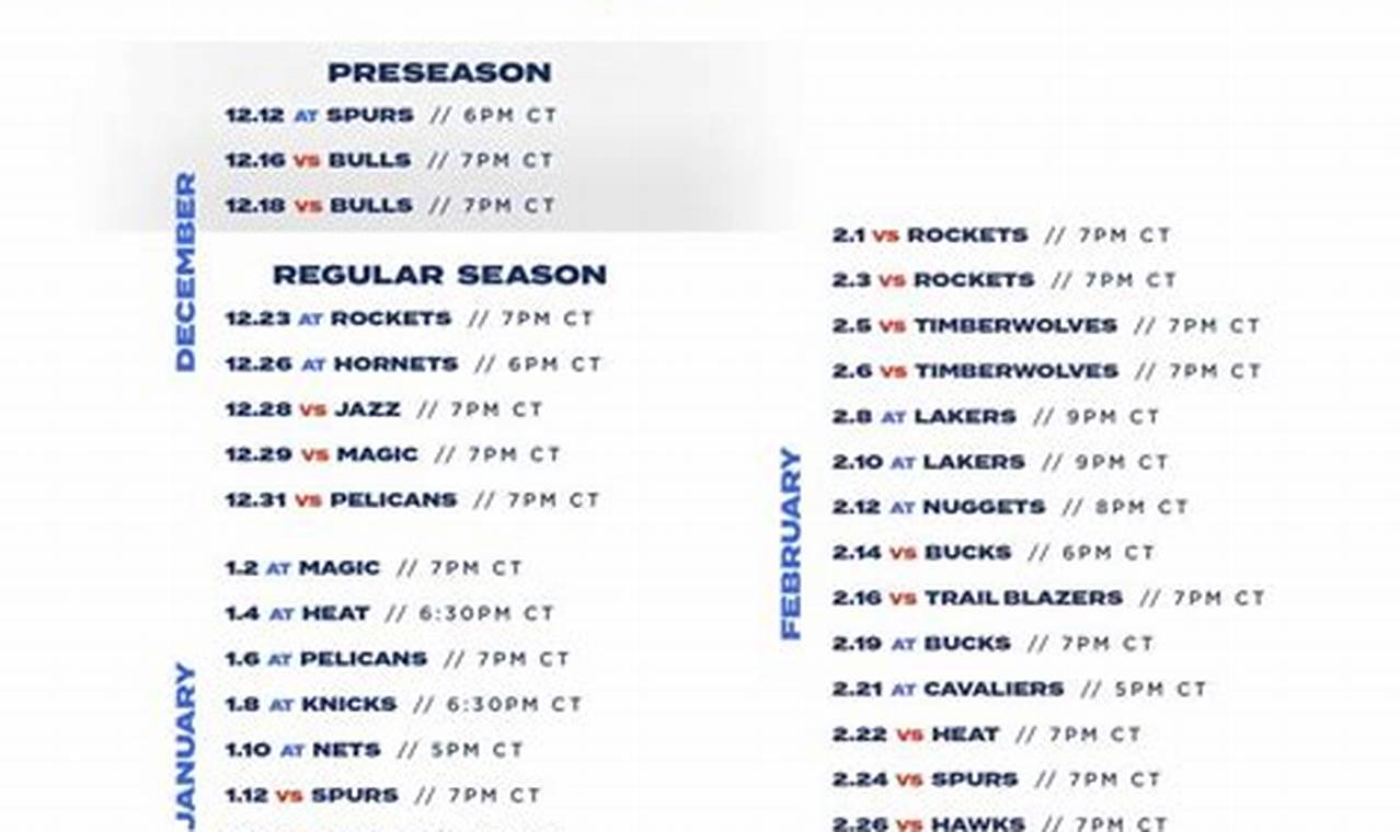 Thunder Home Schedule 2024-24