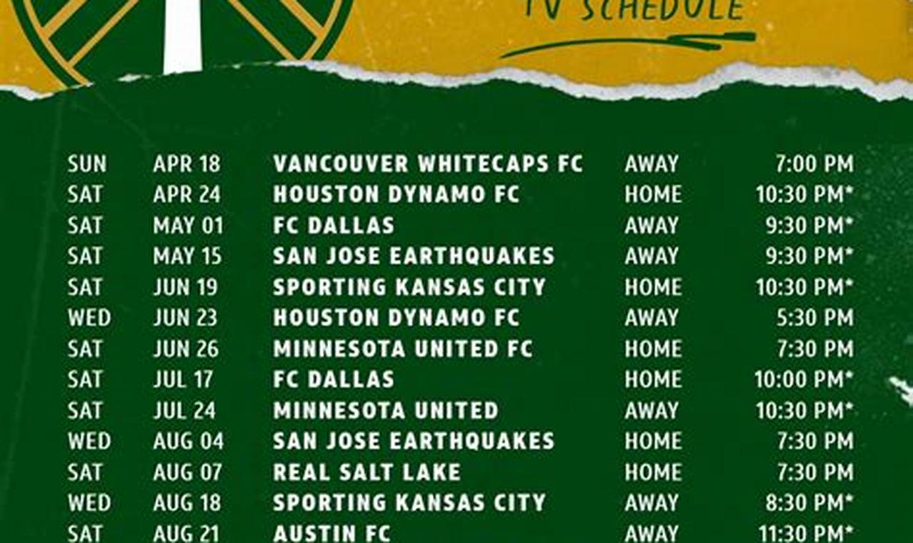 Timbers Home Schedule 2024
