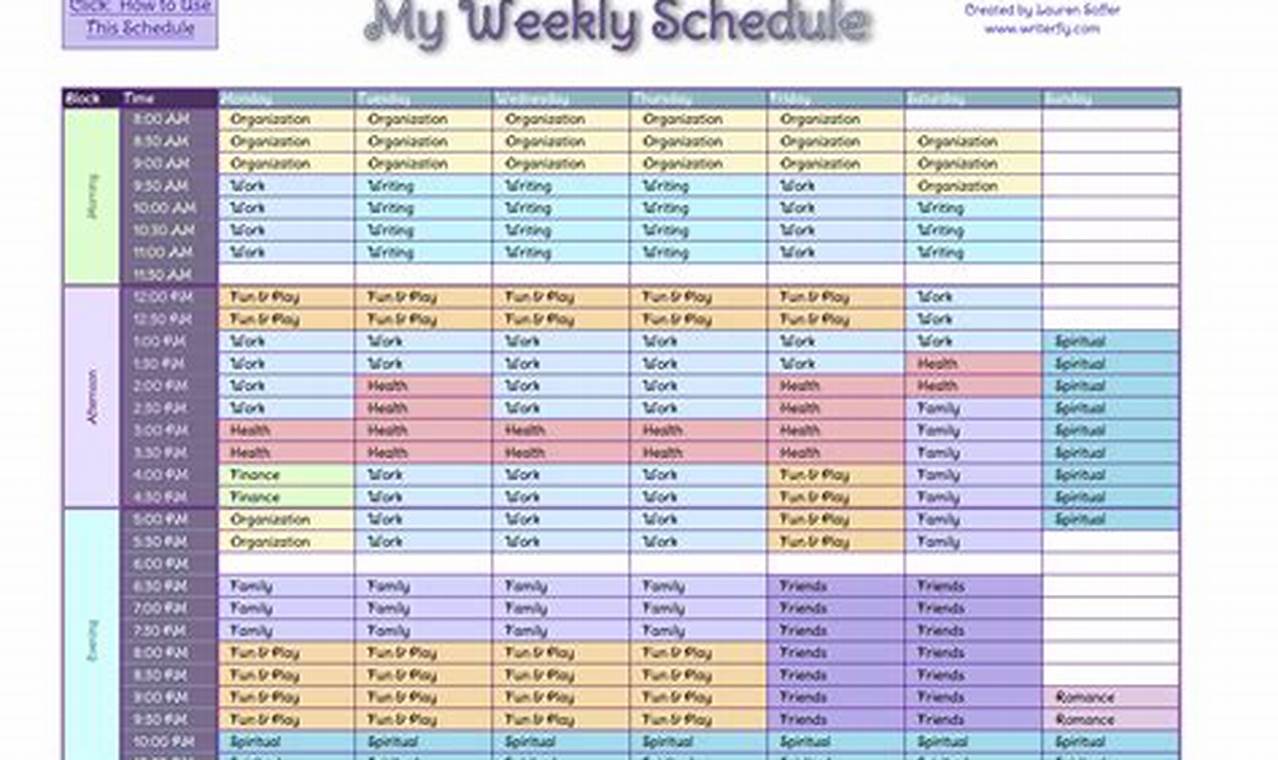 Time Management Calendar Excel