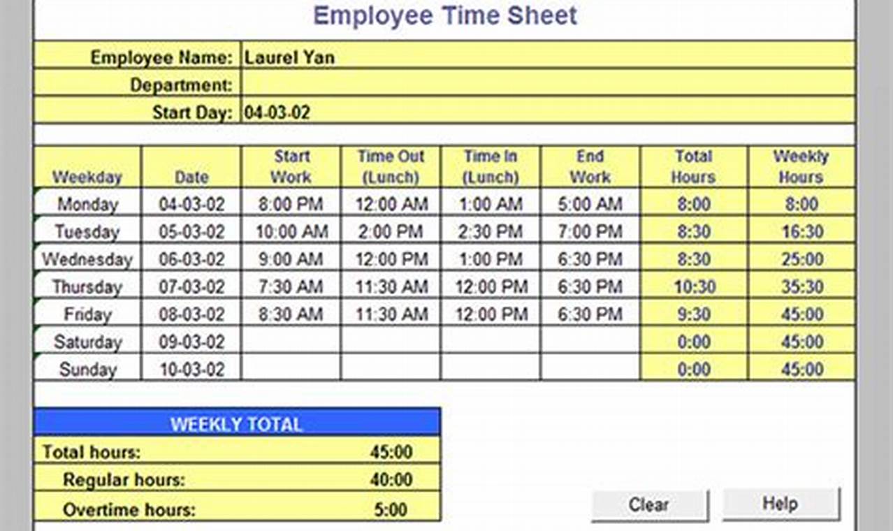 Timesheet Calculator Excel Template: A Guide to Accurate Time Tracking