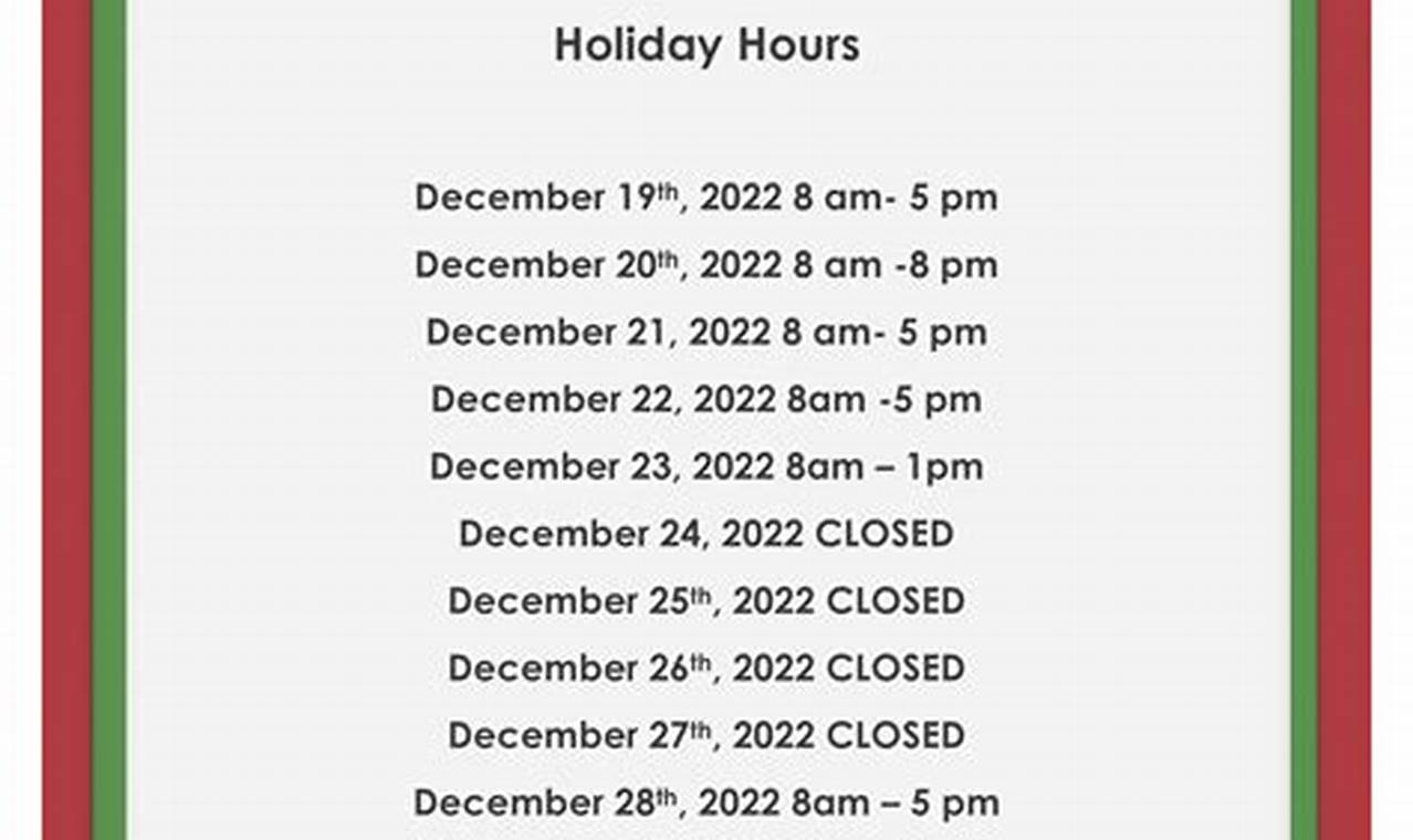 Twin Bridges Holiday Schedule 2024