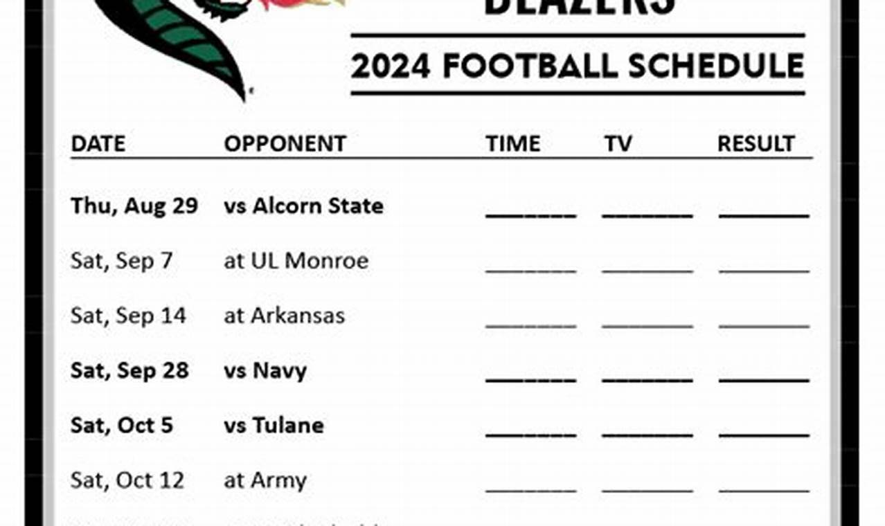 Uab Football Schedule 2024 Printable