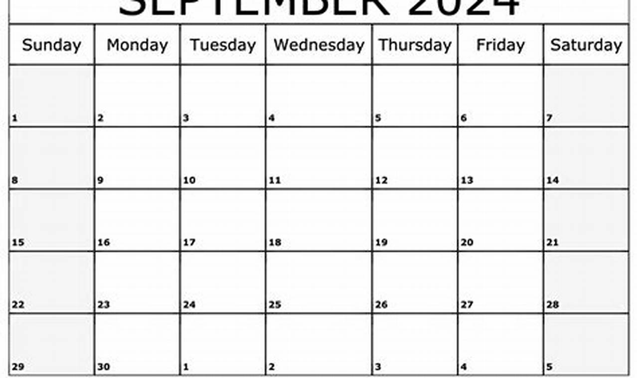 United States 2024 September Calendar 2024 Blank Calendar Printable Free