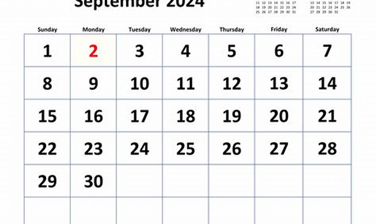 United States 2024 September Calendar Full Movie