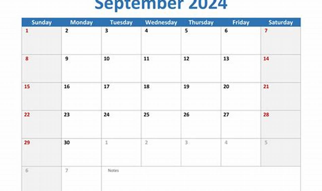 United States 2024 September Calendar Printable Pdf Download