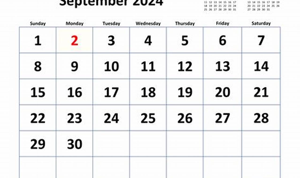 United States 2024 September Calendar Uk