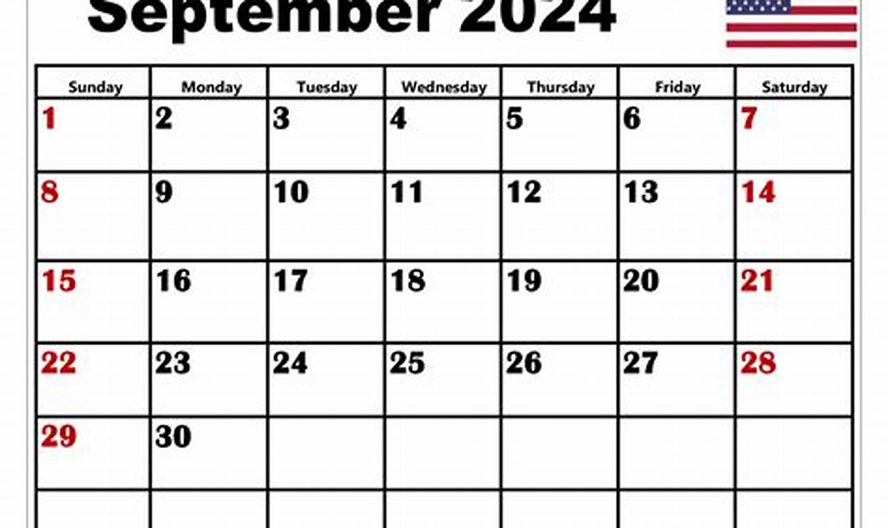 United States 2024 September Calendar2024 Blank Calendar Printable Free Download