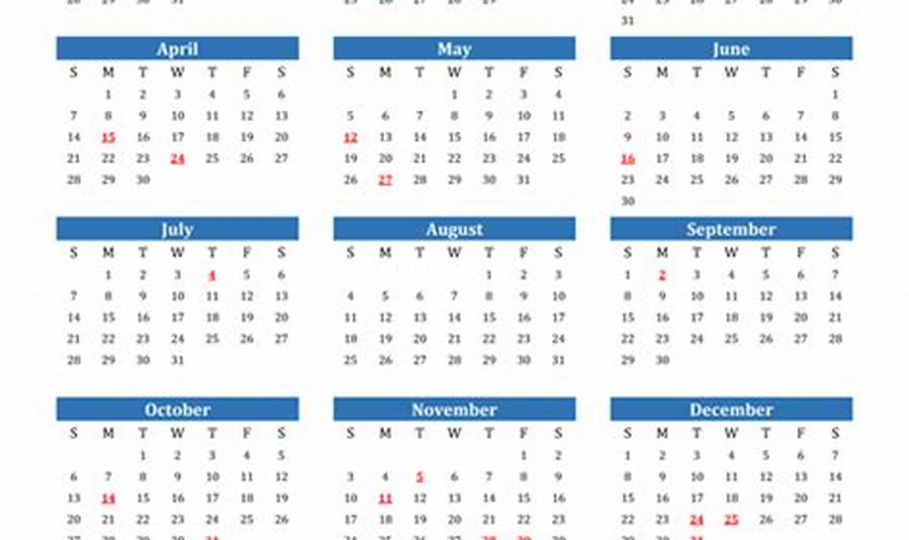 United States Calendar 2024 With Holidays