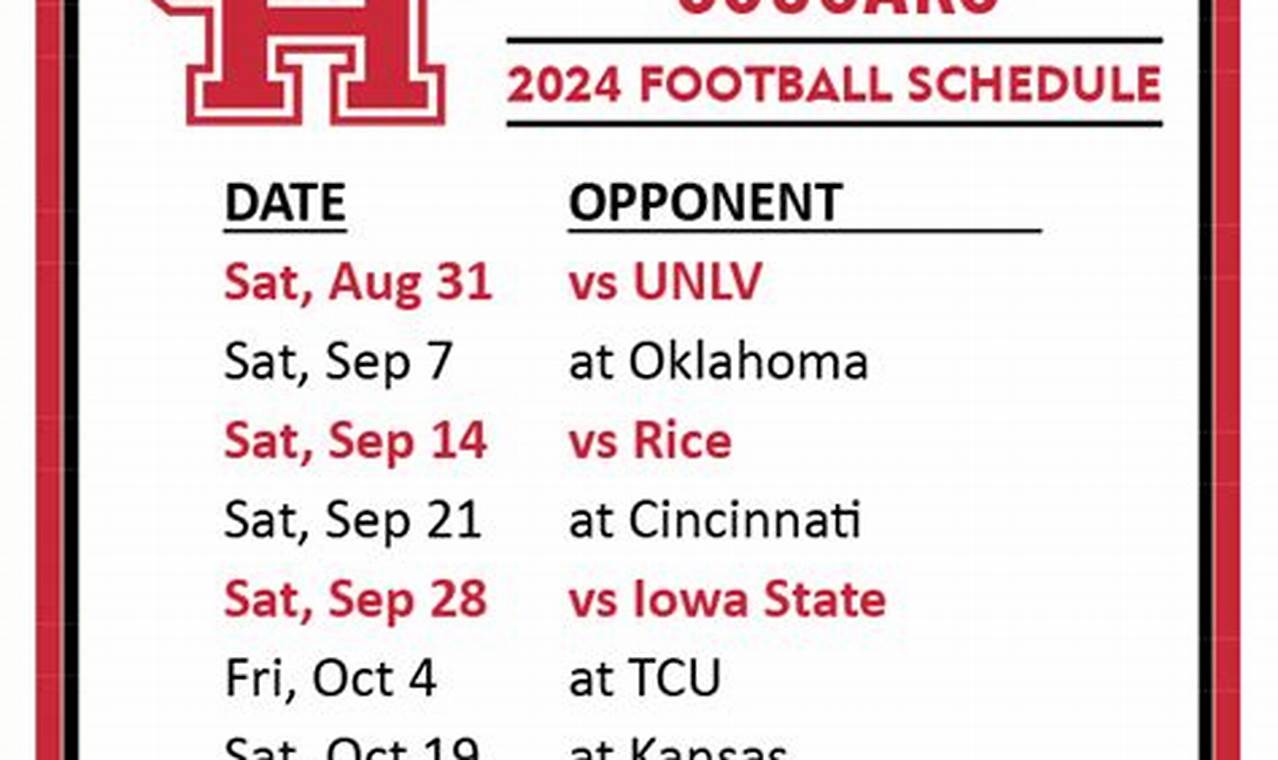 University Of Houston Football Schedule 2024