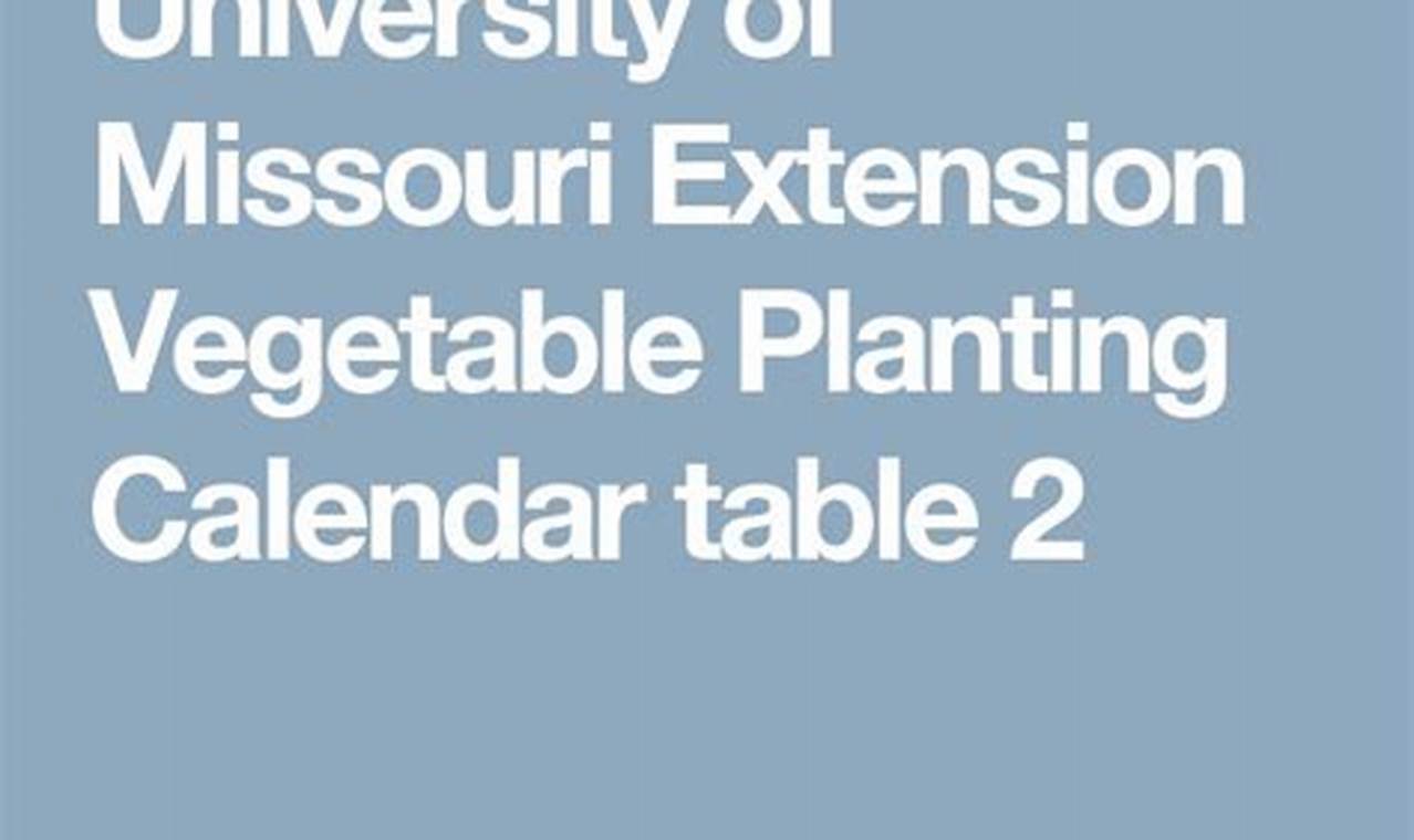 University Of Missouri Extension Planting Calendar