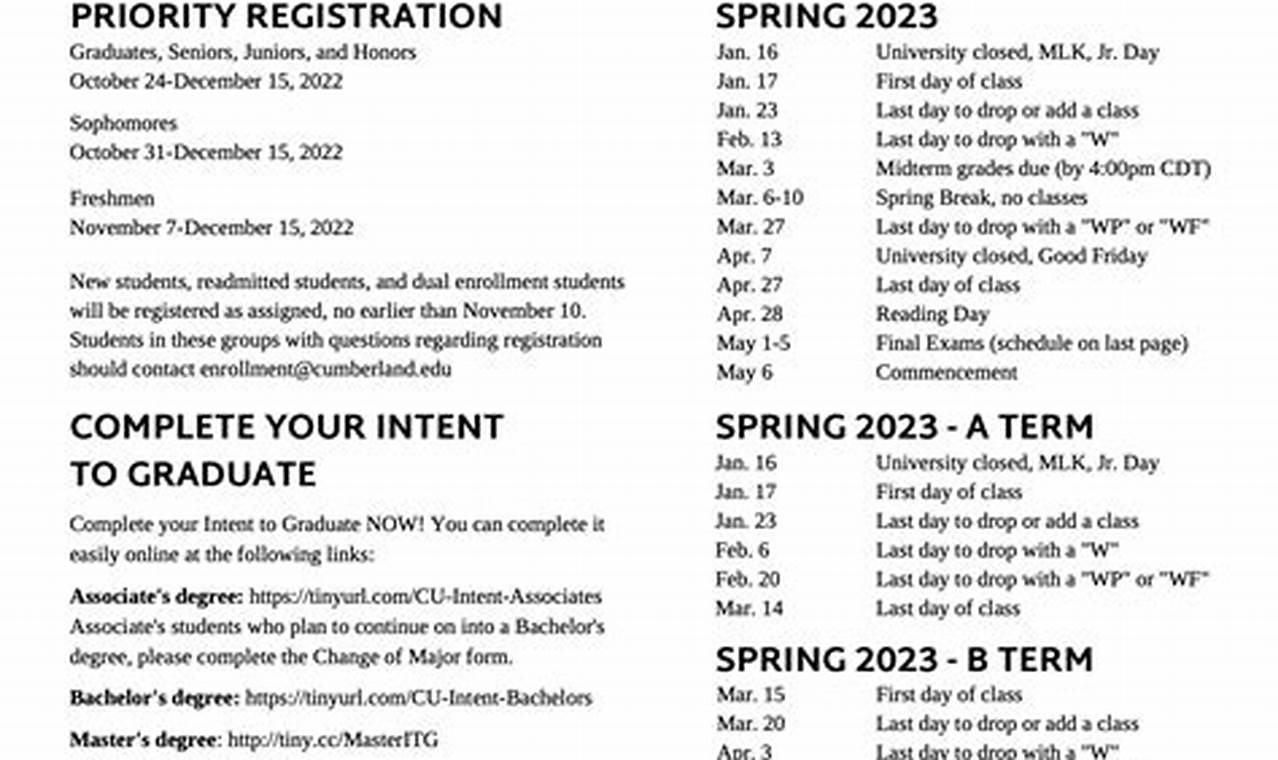 University Of The Cumberlands Spring 2024 Calendar