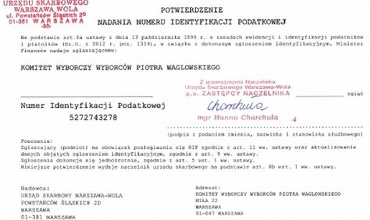Urząd Skarbowy Pruszków Dokument Do Nadania Nip