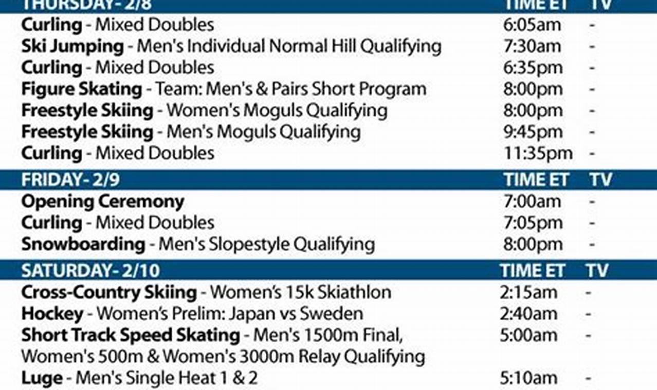 Usa Curling 2024 Schedule Printable