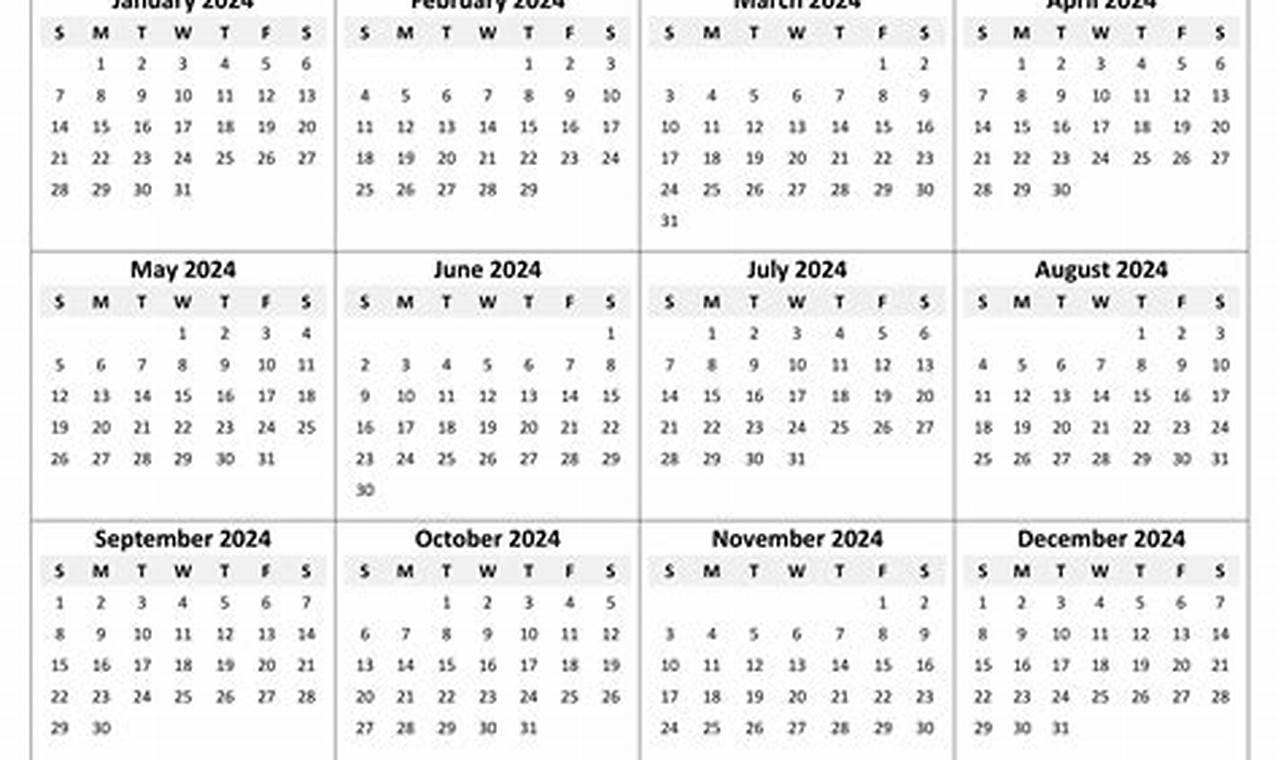 Very Small 2024 Yearly Calendar At A Glanced Meaning