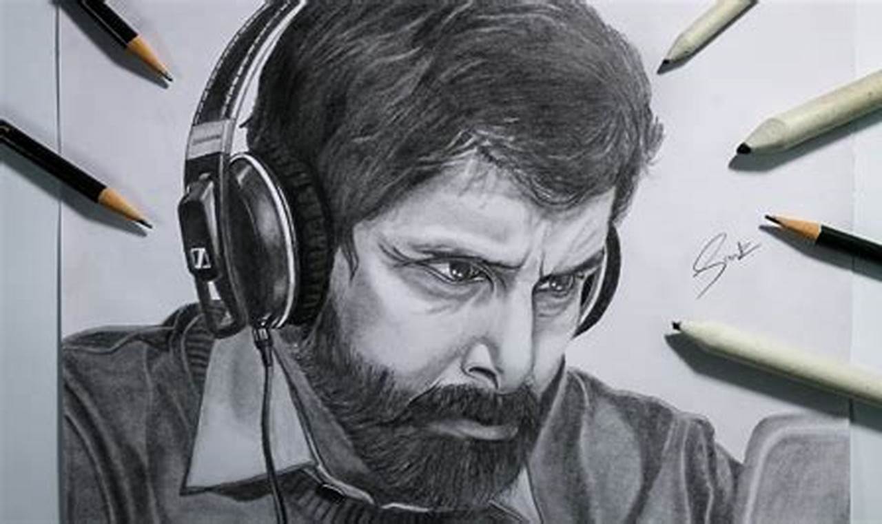 Vikram Pencil Drawing: Capturing the Essence of a Legend