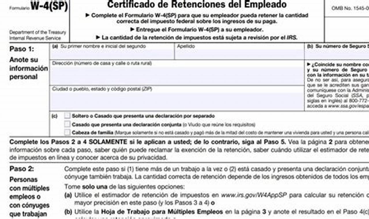 W4 2024 Form Printable Spanish