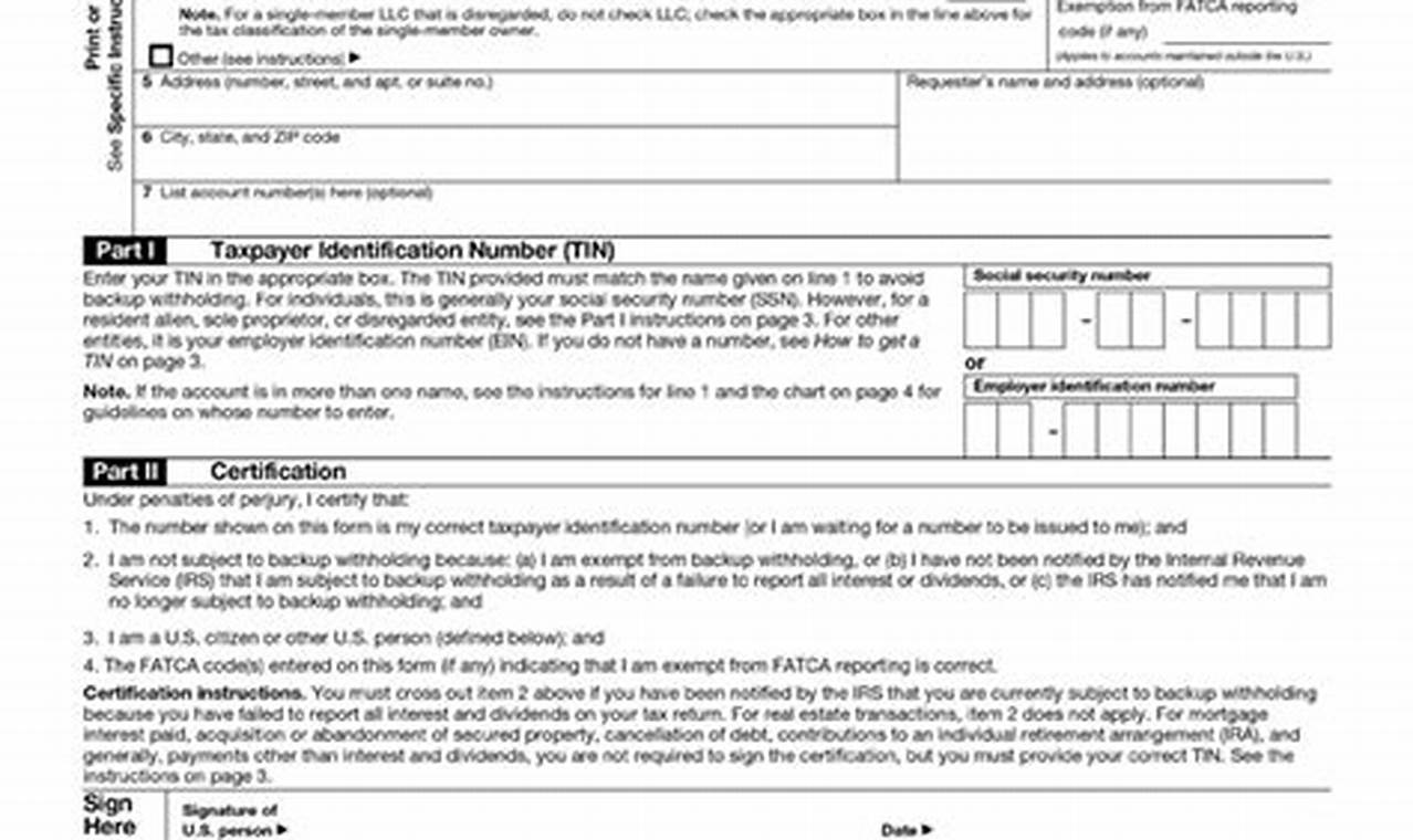 W9 Tax Form 2024 Printable Free