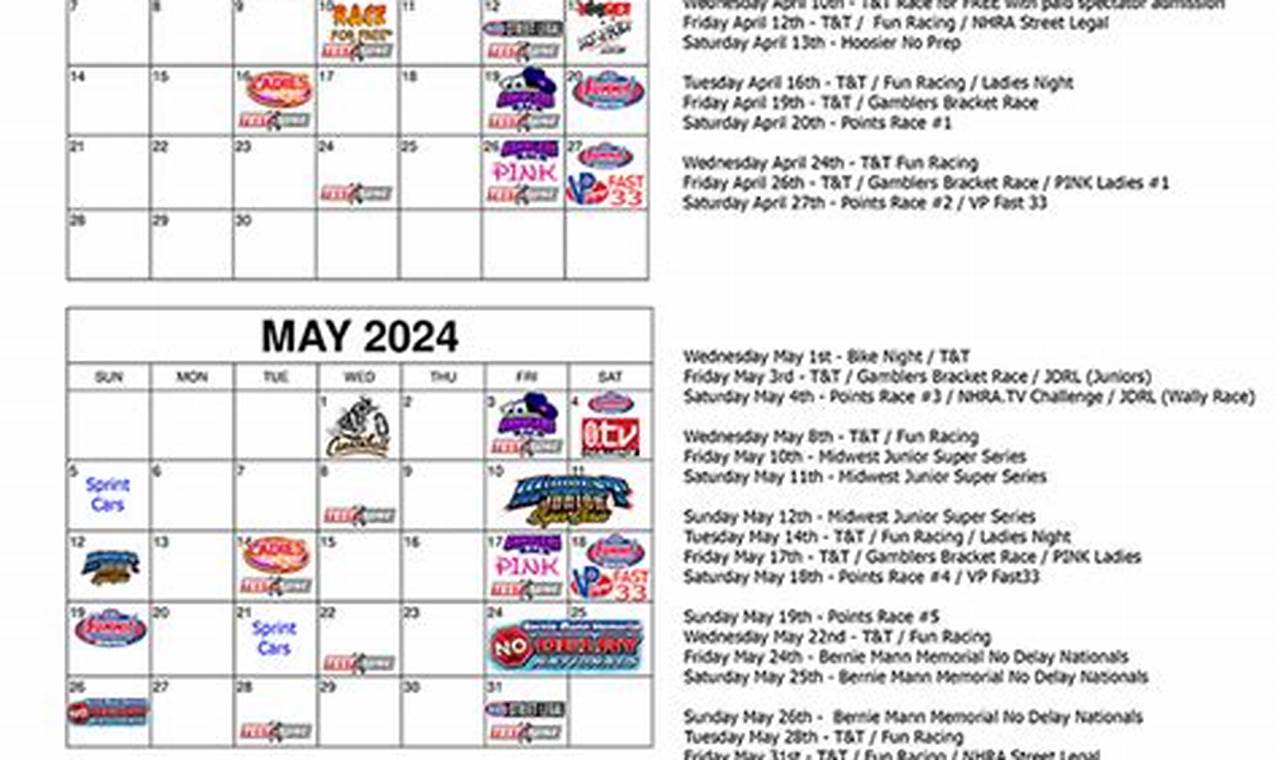 Wabash Valley Dragway 2024 Schedule