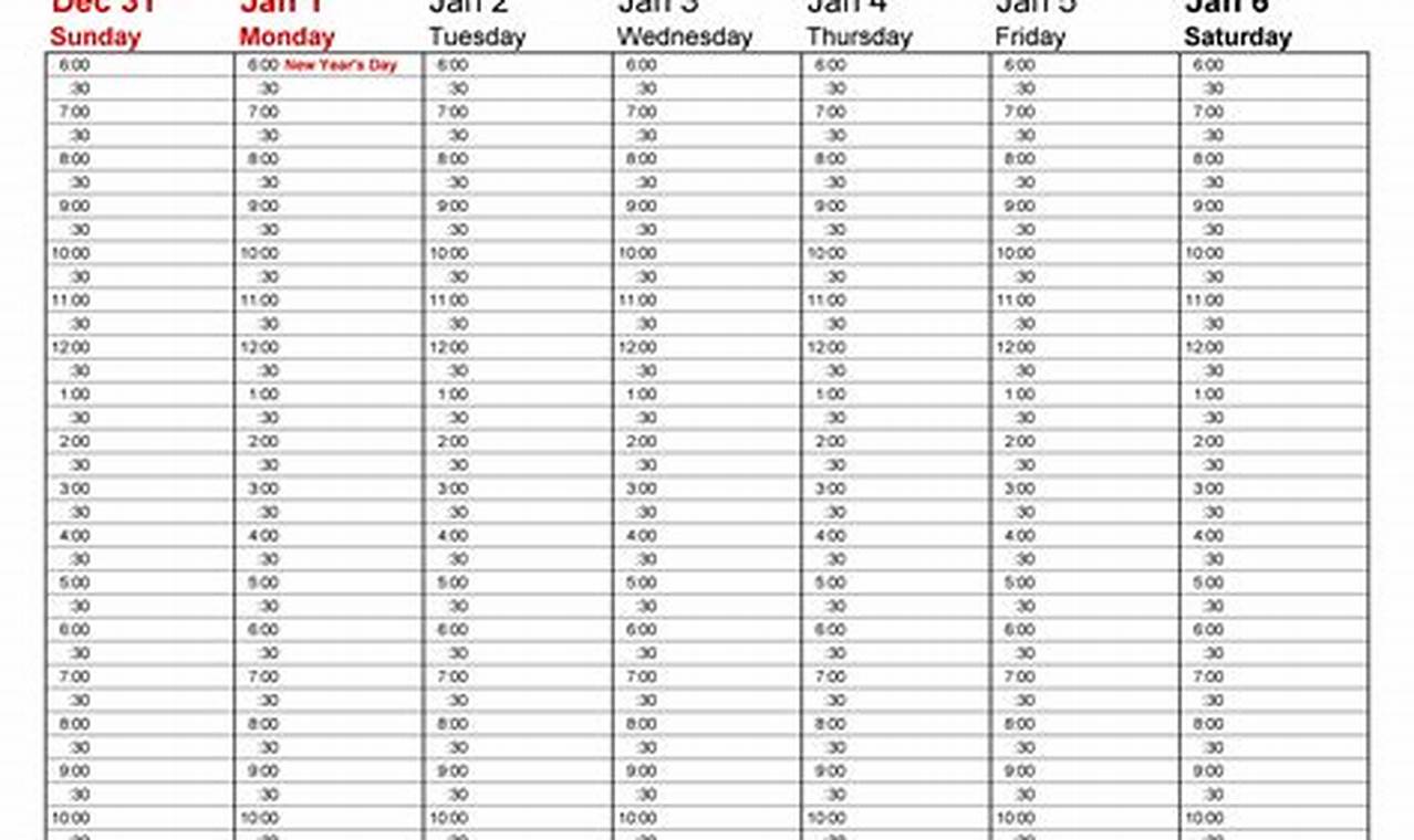 Weekly Excel Calendar 2024