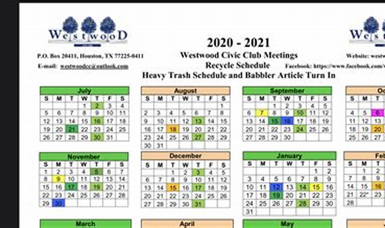 Westwood Calendar 2024