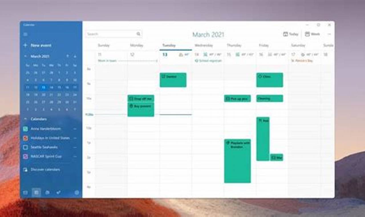 Windows 11 Calendar App