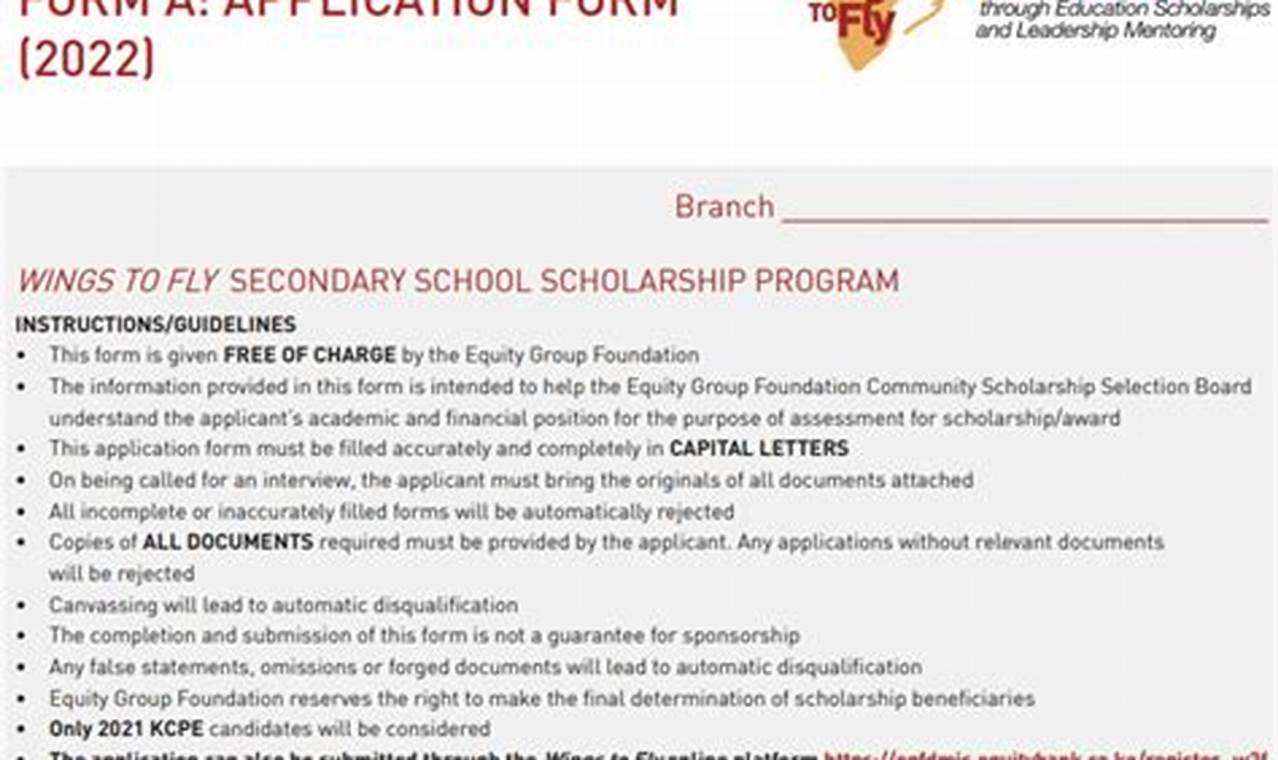 Wings To Fly 2024 Scholarship Form Pdf
