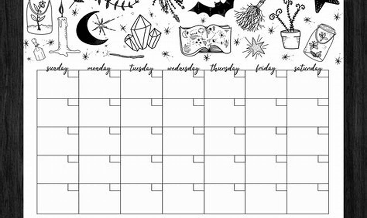 Witchy 2024 Calendar Weekly