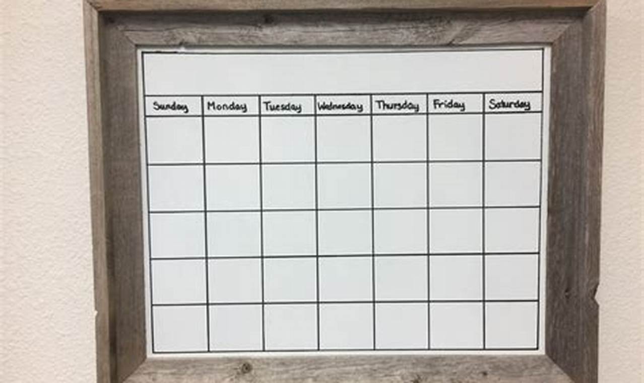Wood Frame Dry Erase Calendar