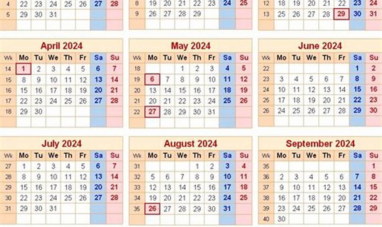 Working Day Calendar 2024 Uk